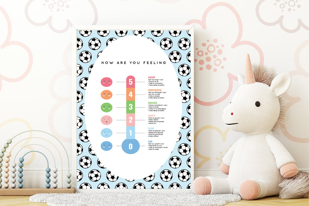 Blue Football Feelings Meter Poster | Emotional Support Tool Wall Art