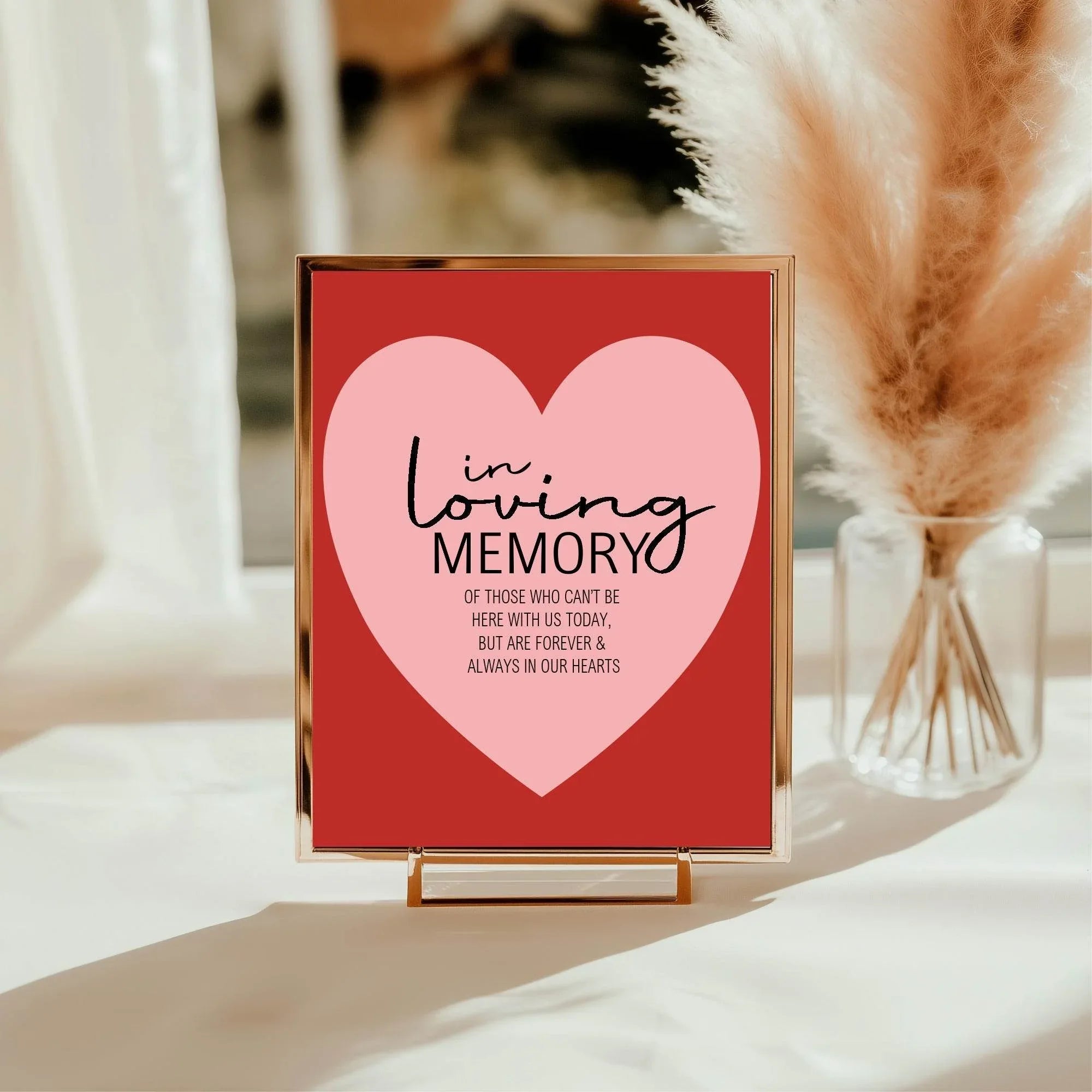 Red & Pink In Loving Memory Wedding Party Sign - Larosier Prints