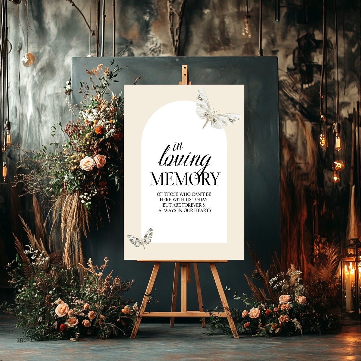 Dark Romance Vintage Moth Wedding In Loving Memory Sign | 12. In loving memory