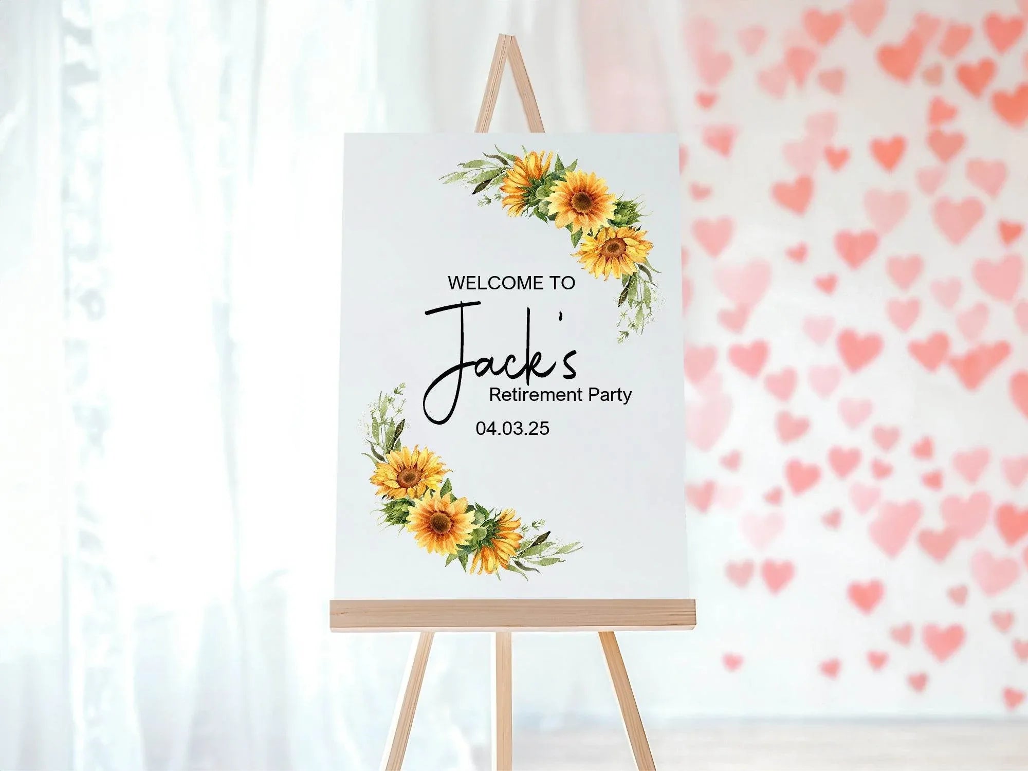 Sunflower Welcome Retirement Party Sign - Larosier Prints