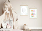 Pastel Plaid Alphabet Educational Wall Art Poster | Blue, Pink or Mint Green - Larosier Prints