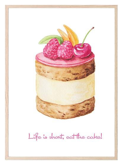 Life Is Short Eat The Cake Print | Kitchen Wall Art