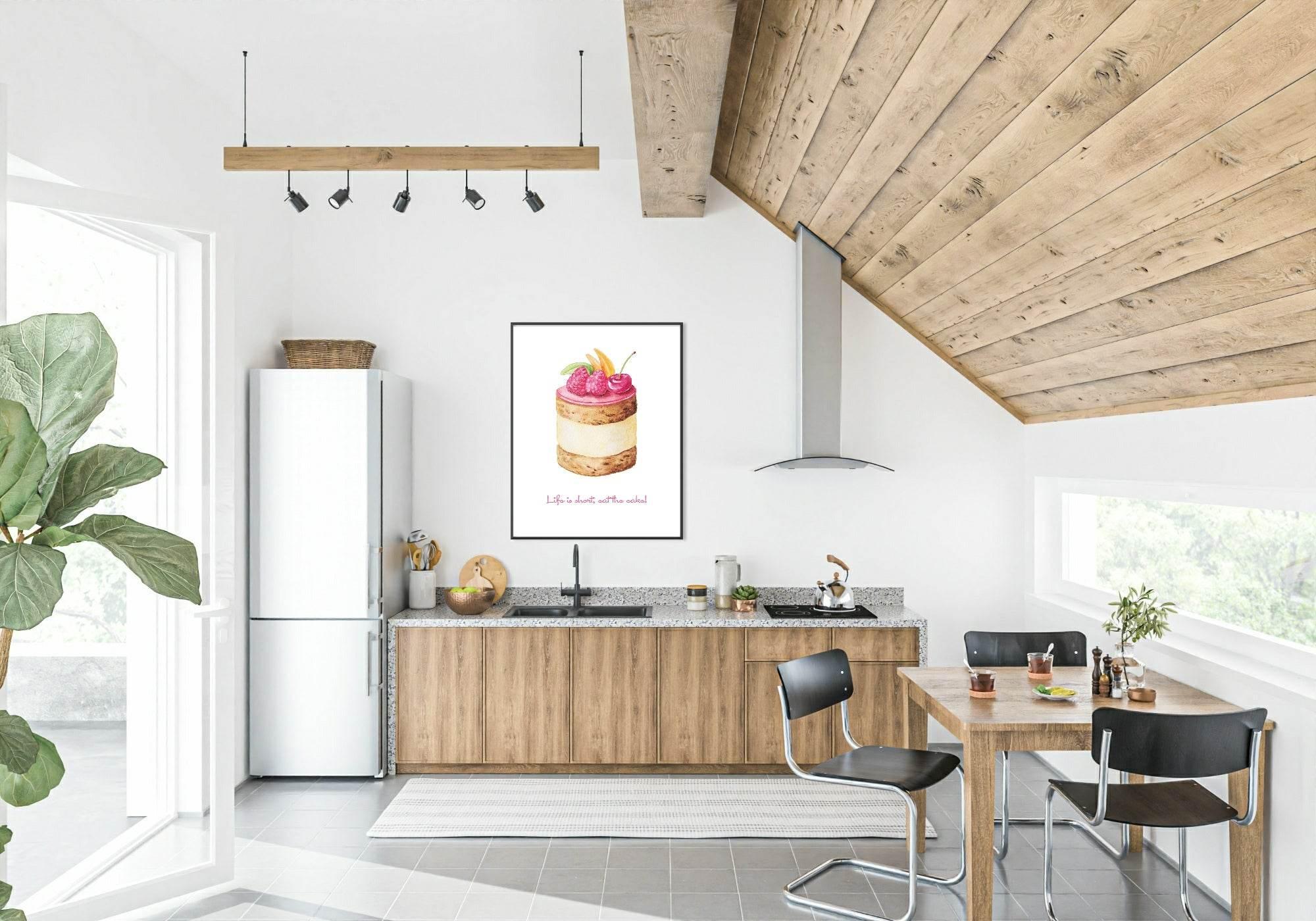 Life Is Short Eat The Cake Print | Kitchen Wall Art - Larosier Prints