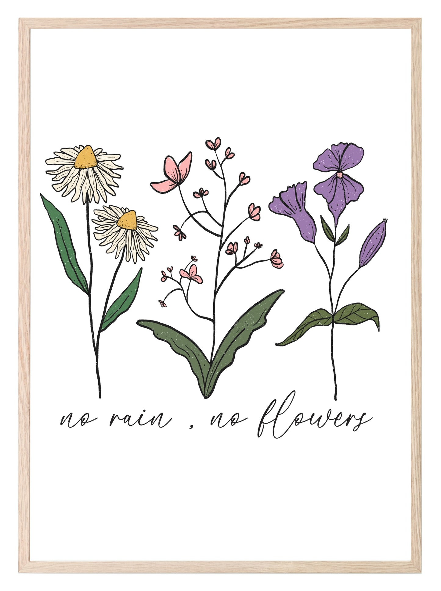 No Rain, No Flowers Print | Floral Wall Art