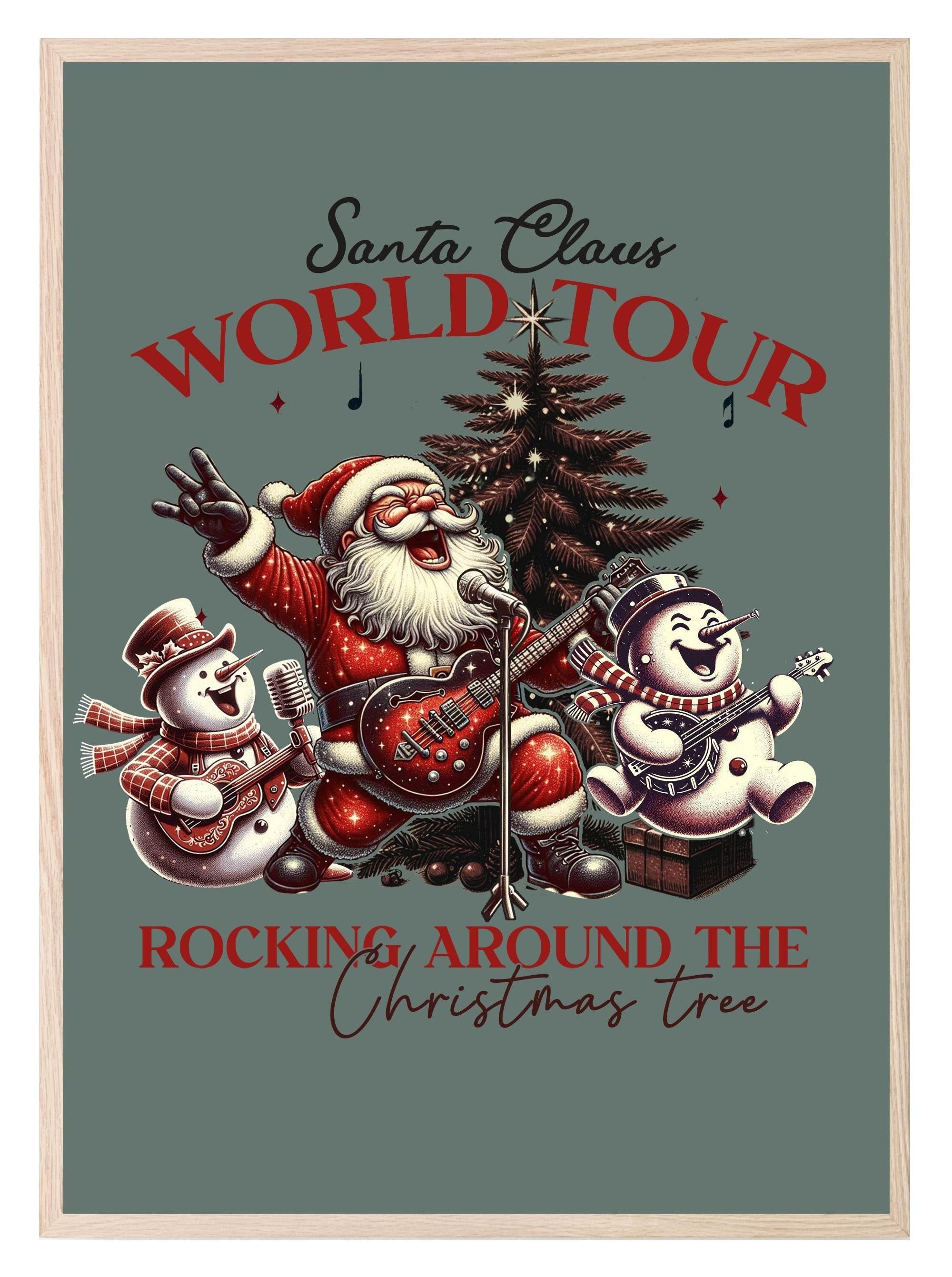 Rocking Around The Christmas Tree Print | Santa Claus World Tour | Christmas Wall Art - Larosier Prints