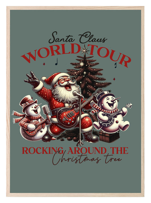 Rocking Around The Christmas Tree Print | Santa Claus World Tour | Christmas Wall Art