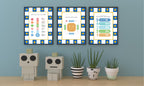 Blue Checked & Stars Feelings Meter Poster | Emotional Support Tool Wall Art