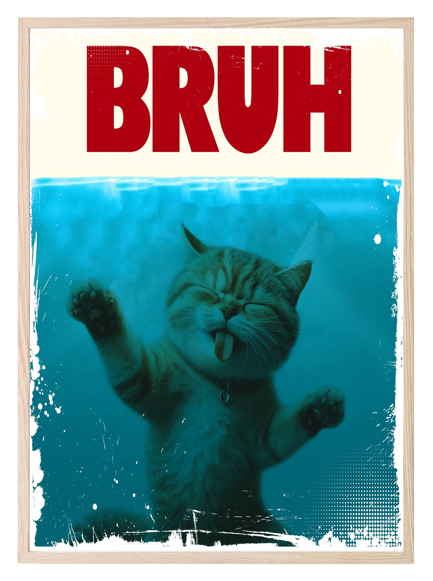 BRUH Cat Print | Jaws Poster Inspired Art