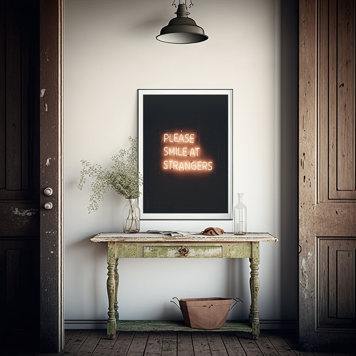 Please Smile At Strangers Print | LED Lights | Colourful Wall Art