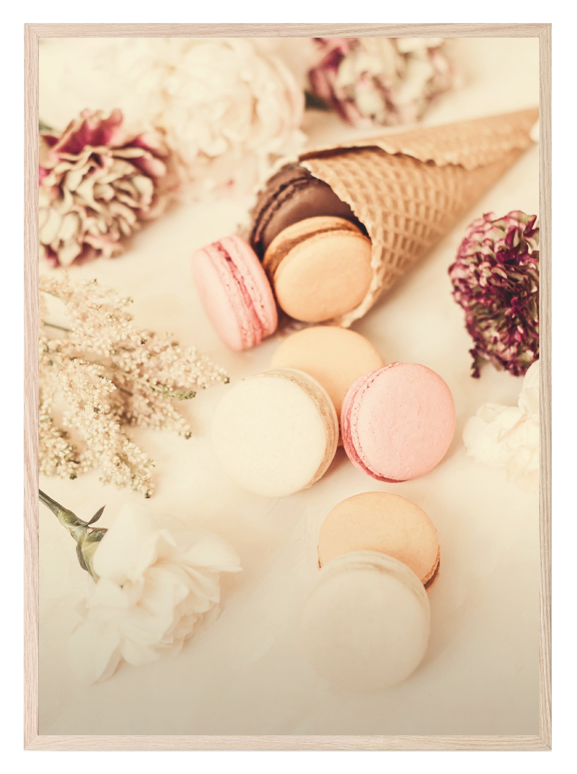 Ice Cream Cone & Macarons Print | Colourful Wall Art