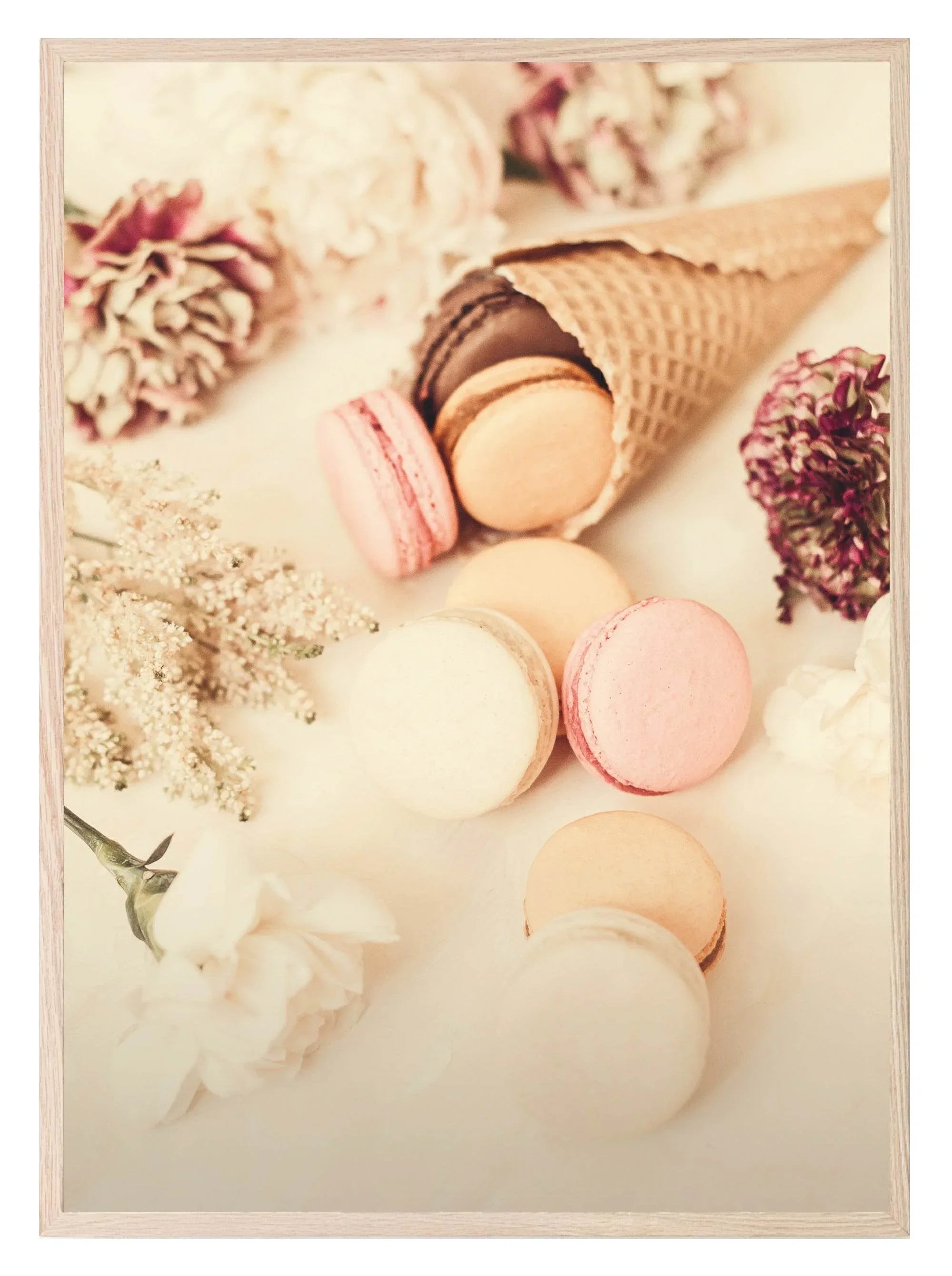 Ice Cream Cone & Macarons Print | Colourful Wall Art - Larosier Prints