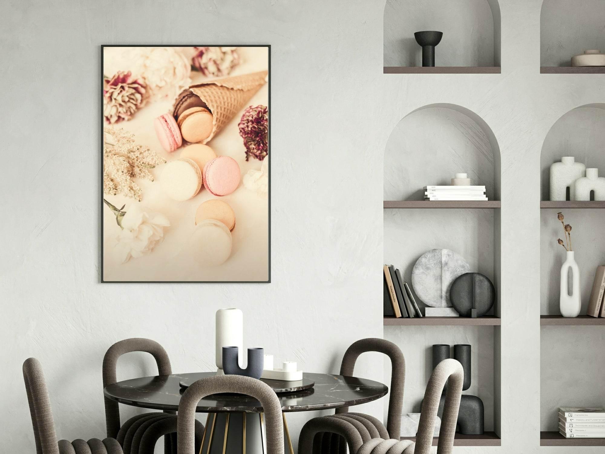 Ice Cream Cone & Macarons Print | Colourful Wall Art - Larosier Prints