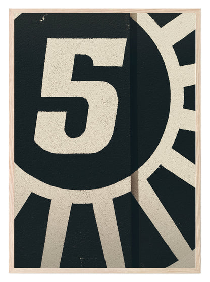 Lucky Number Five Print | Black & Beige | Colourful Wall Art