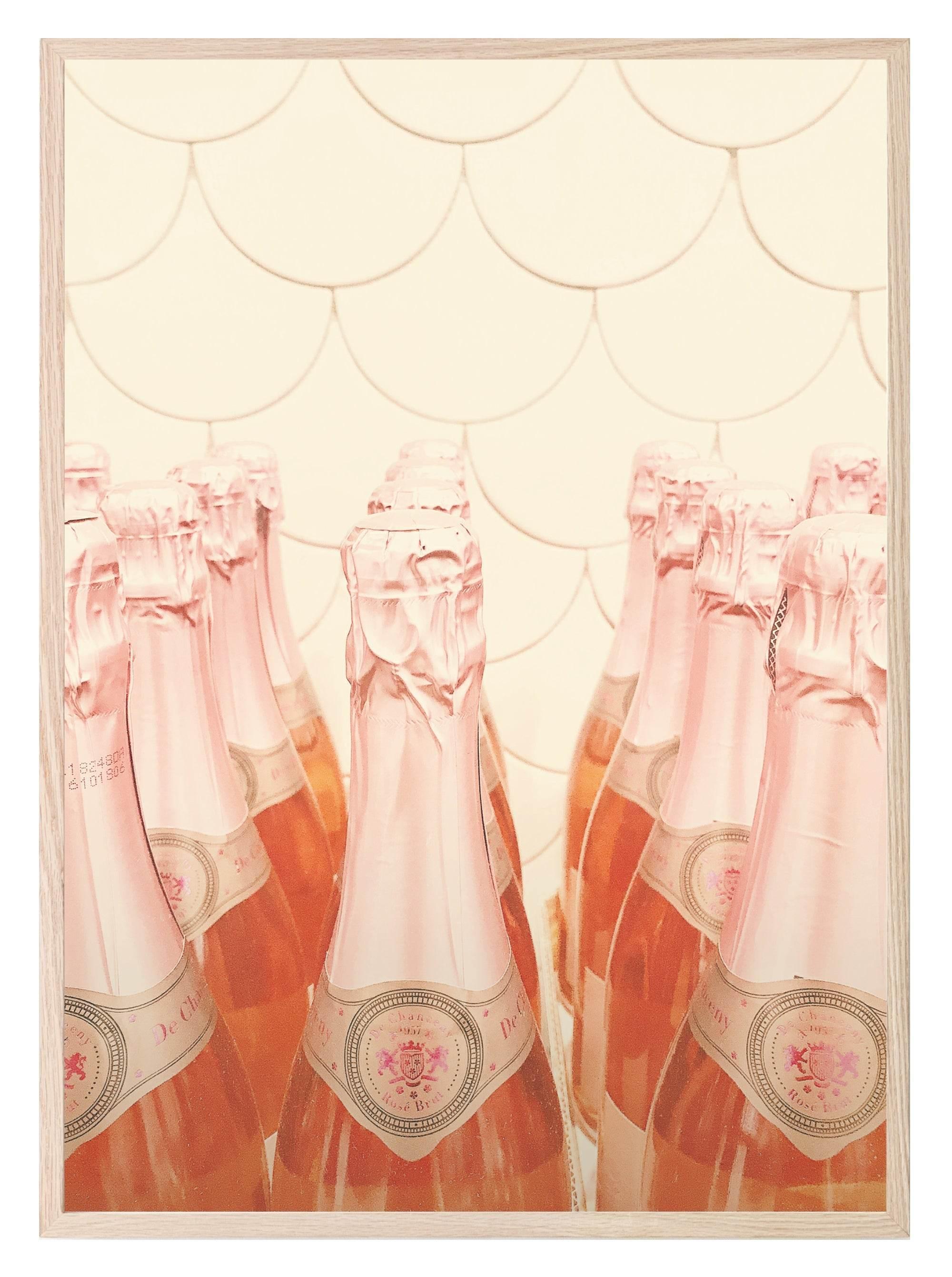 Champagne Bottles Print | Pink | Colourful Wall Art - Larosier Prints
