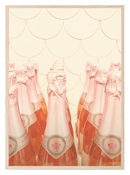 Champagne Bottles Print | Pink | Colourful Wall Art