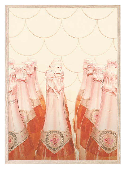 Champagne Bottles Print | Pink | Colourful Wall Art