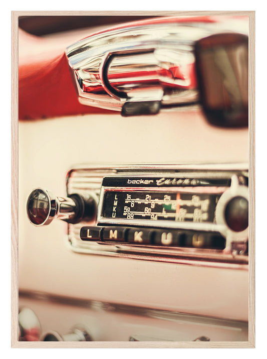 Classic Car Radio Print | Pink | Colourful Wall Art