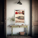 Classic Car Radio Print | Pink | Colourful Wall Art - Larosier Prints