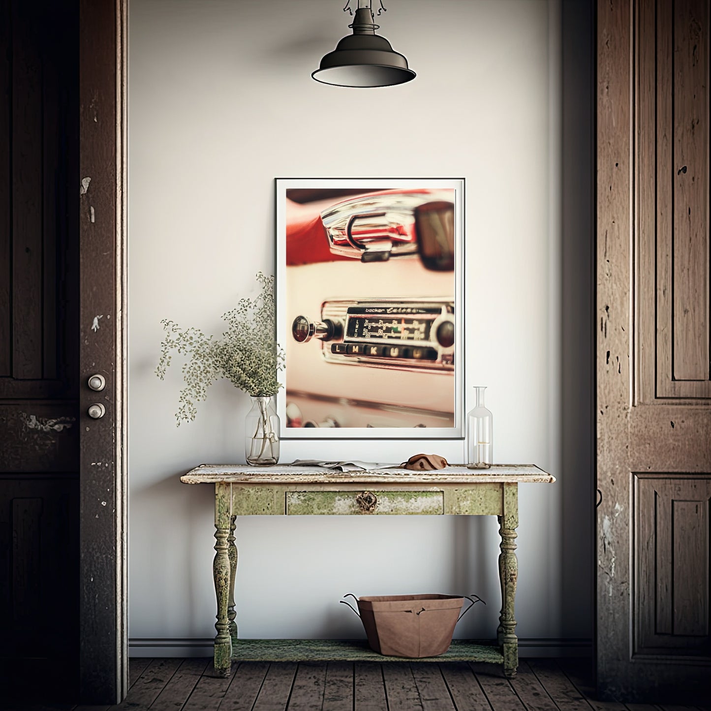 Classic Car Radio Print | Pink | Colourful Wall Art