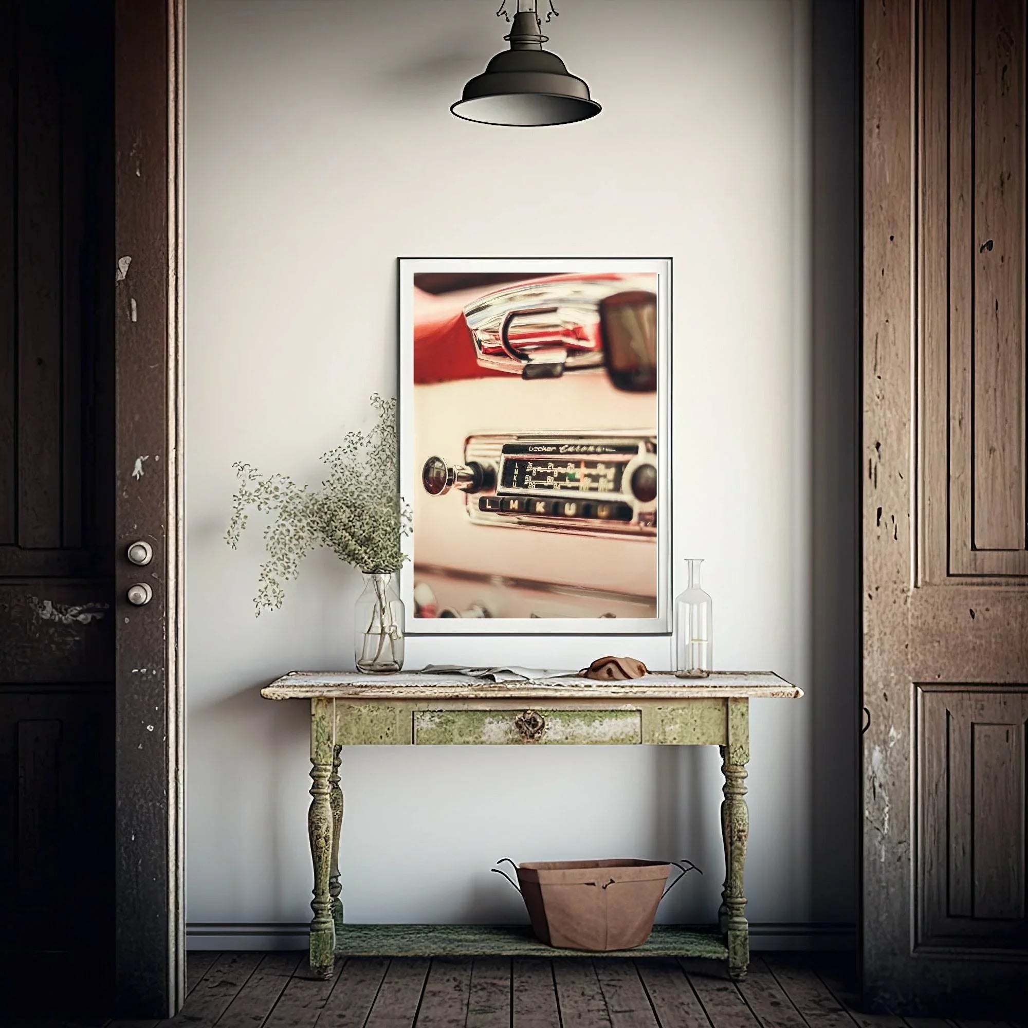 Classic Car Radio Print | Pink | Colourful Wall Art - Larosier Prints