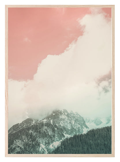 Mountain Print | Pink Sky | Colourful Wall Art