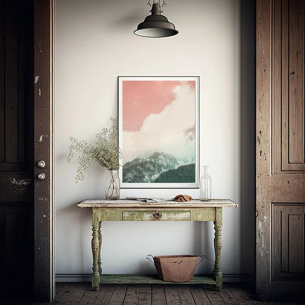 Mountain Print | Pink Sky | Colourful Wall Art - Larosier Prints