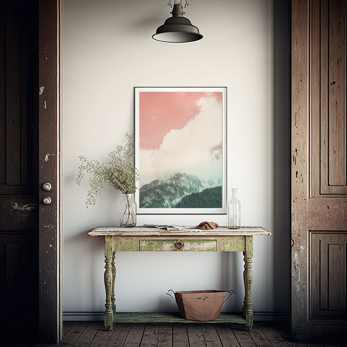 Mountain Print | Pink Sky | Colourful Wall Art