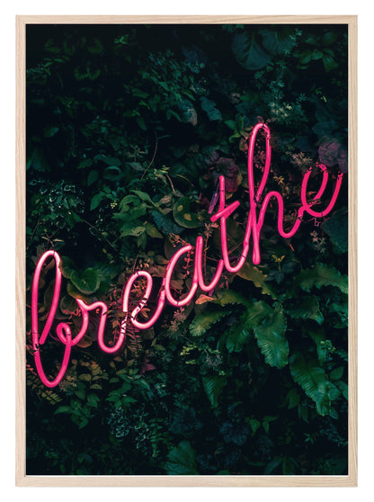 Breathe Print | Pink LED Light | Botanical Wall Art