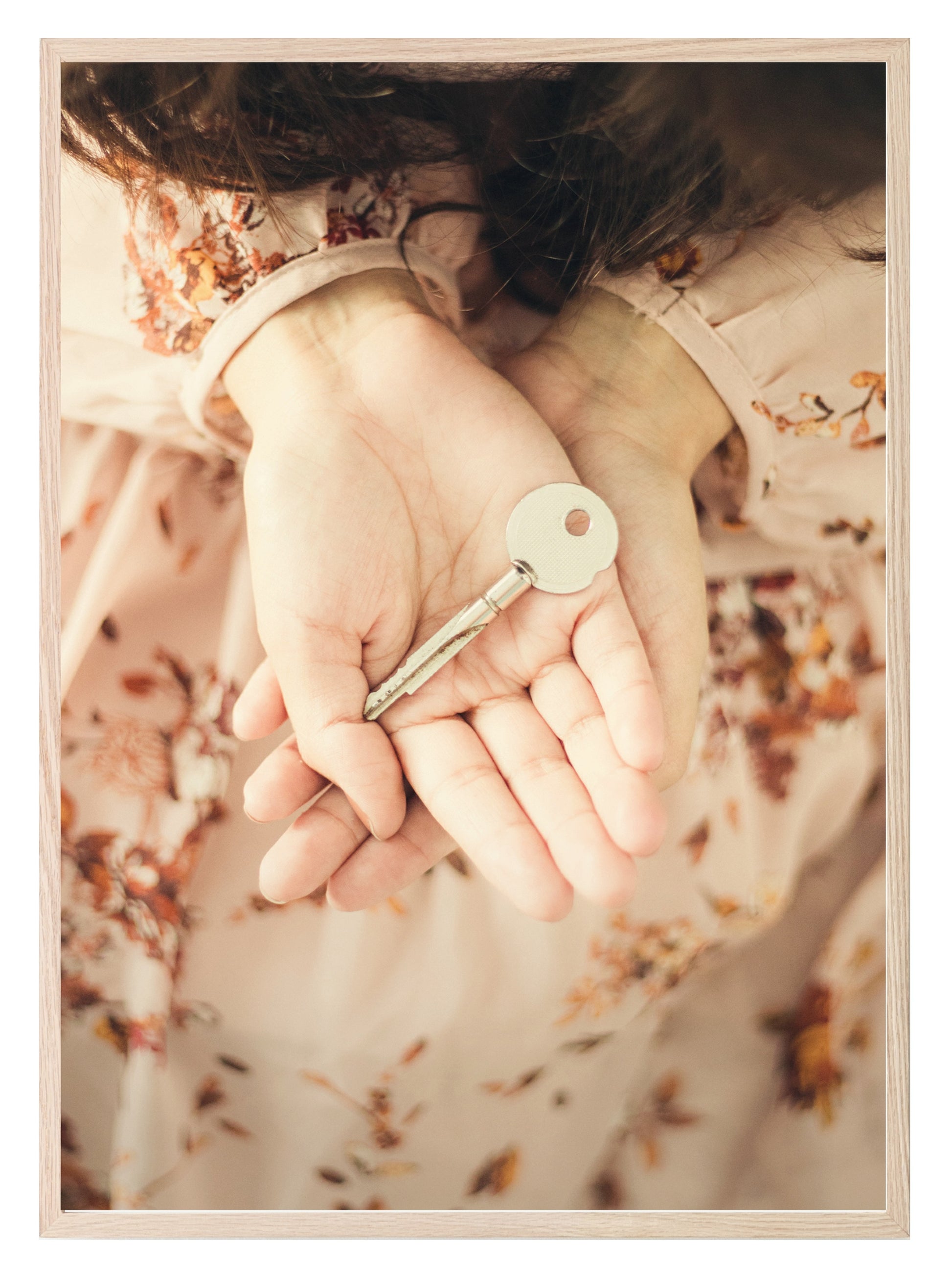 Key In Hand Print | Girl Holding A Key | Colourful Wall Art