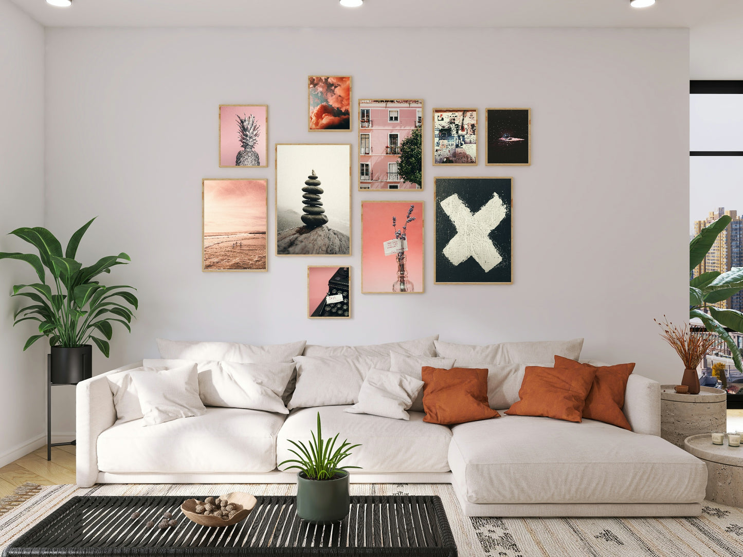 X Marks The Spot Print | Black & Beige | Colourful Wall Art