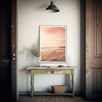 Beach Scene Print | Surfers On A Beach | Pink | Colourful Wall Art - Larosier Prints