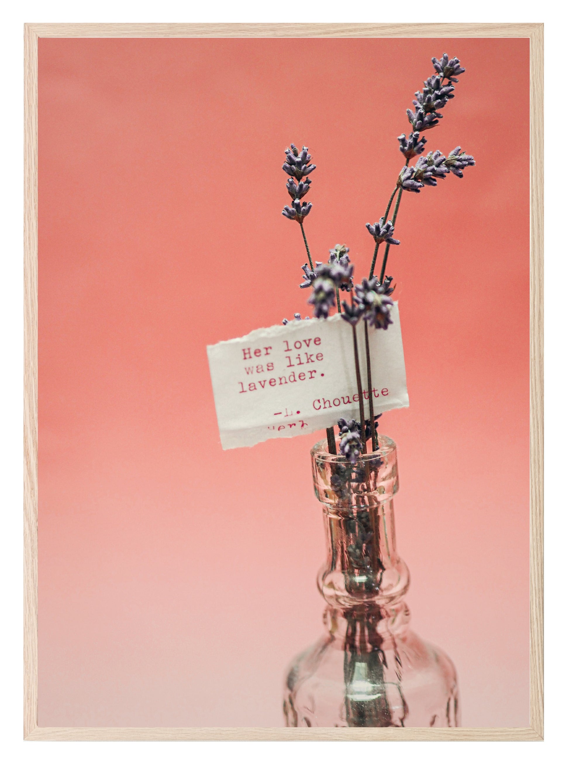 Her Love Was Like Lavender Print | Lavender In A Bottle With A Note | Pink | Colourful Wall Art