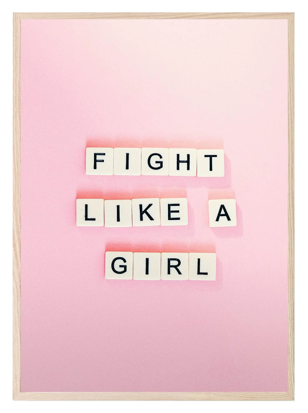 Fight Like A Girl Print | Scrabble | Pink | Colourful Wall Art - Larosier Prints