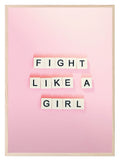 Fight Like A Girl Print | Scrabble | Pink | Colourful Wall Art - Larosier Prints