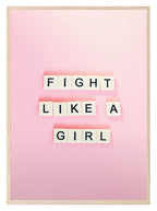 Fight Like A Girl Print | Scrabble | Pink | Colourful Wall Art - Larosier Prints