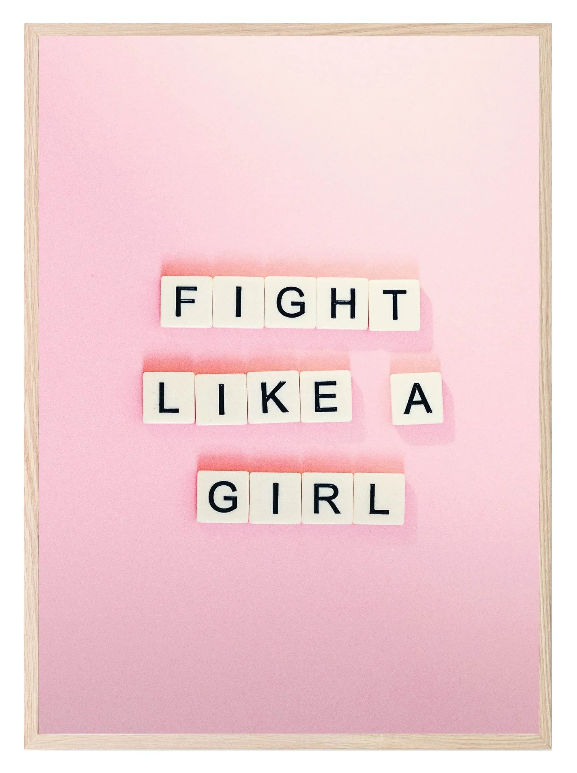 Fight Like A Girl Print | Scrabble | Pink | Colourful Wall Art - Larosier Prints