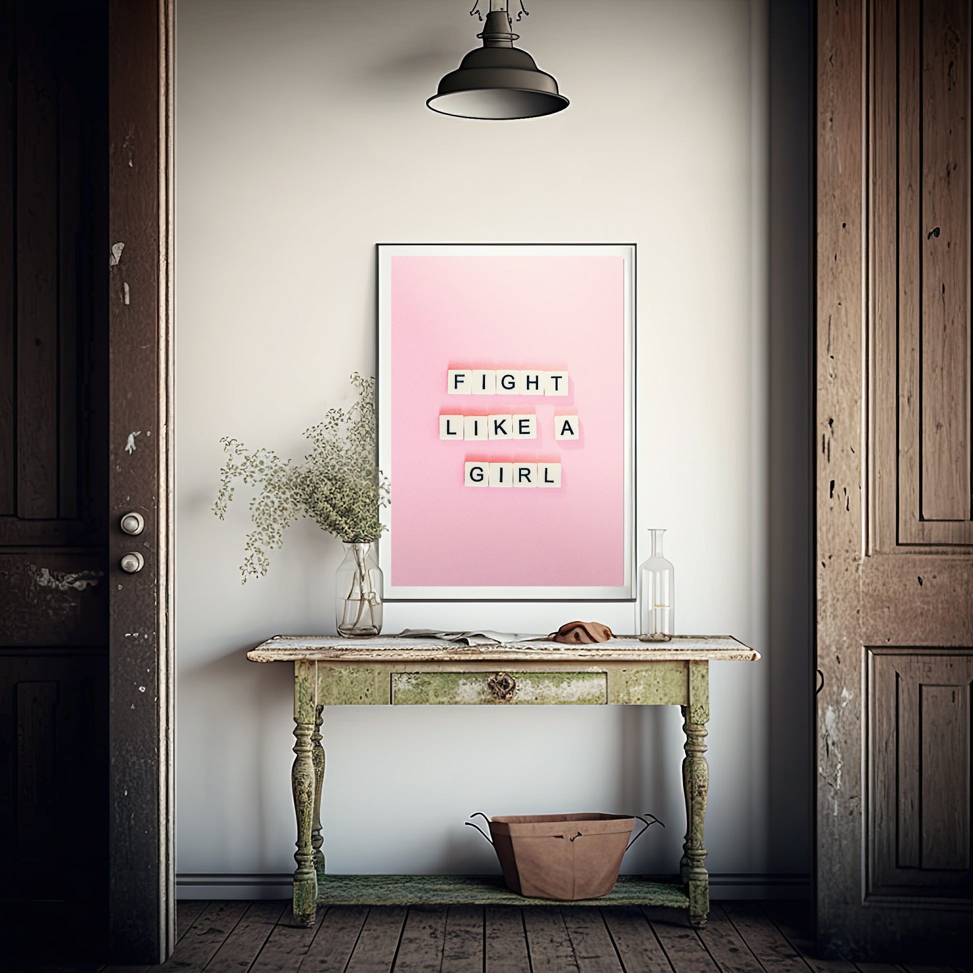 Fight Like A Girl Print | Scrabble | Pink | Colourful Wall Art