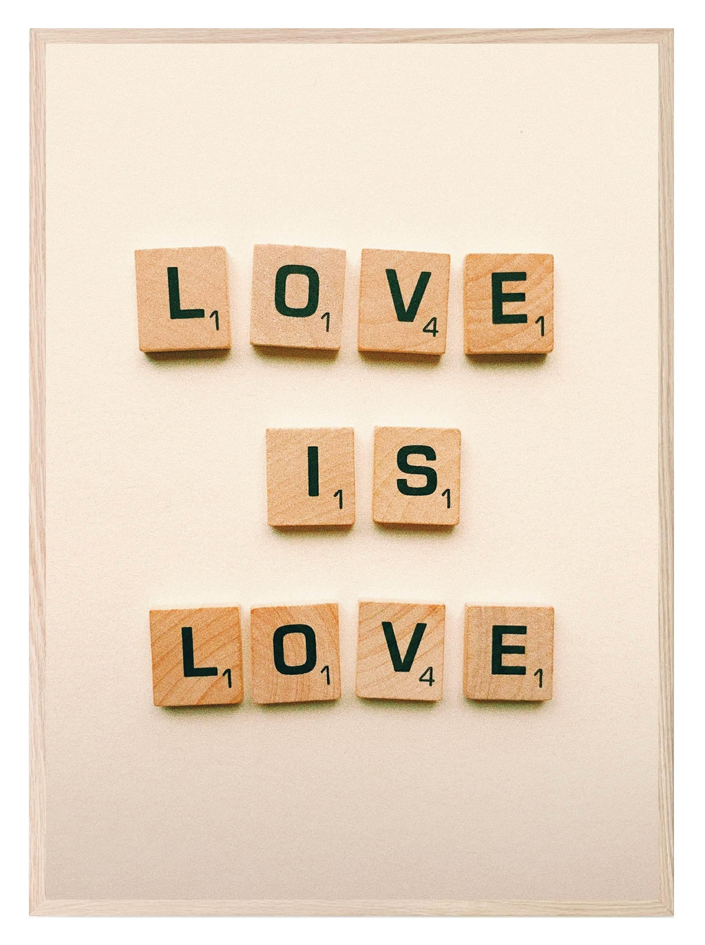 Love Is Love Print | Scrabble | Cream | Colourful Wall Art - Larosier Prints