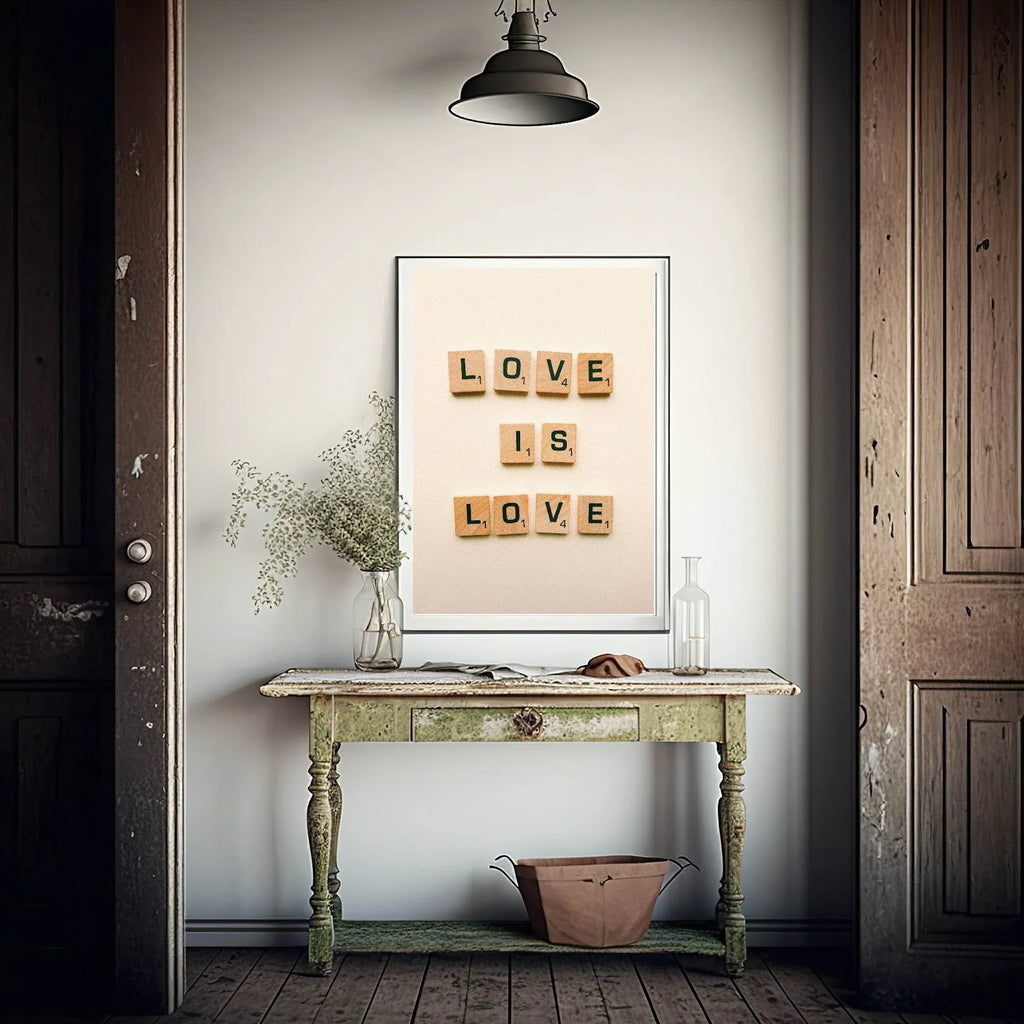 Love Is Love Print | Scrabble | Cream | Colourful Wall Art - Larosier Prints