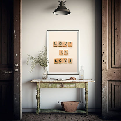 Love Is Love Print | Scrabble | Cream | Colourful Wall Art