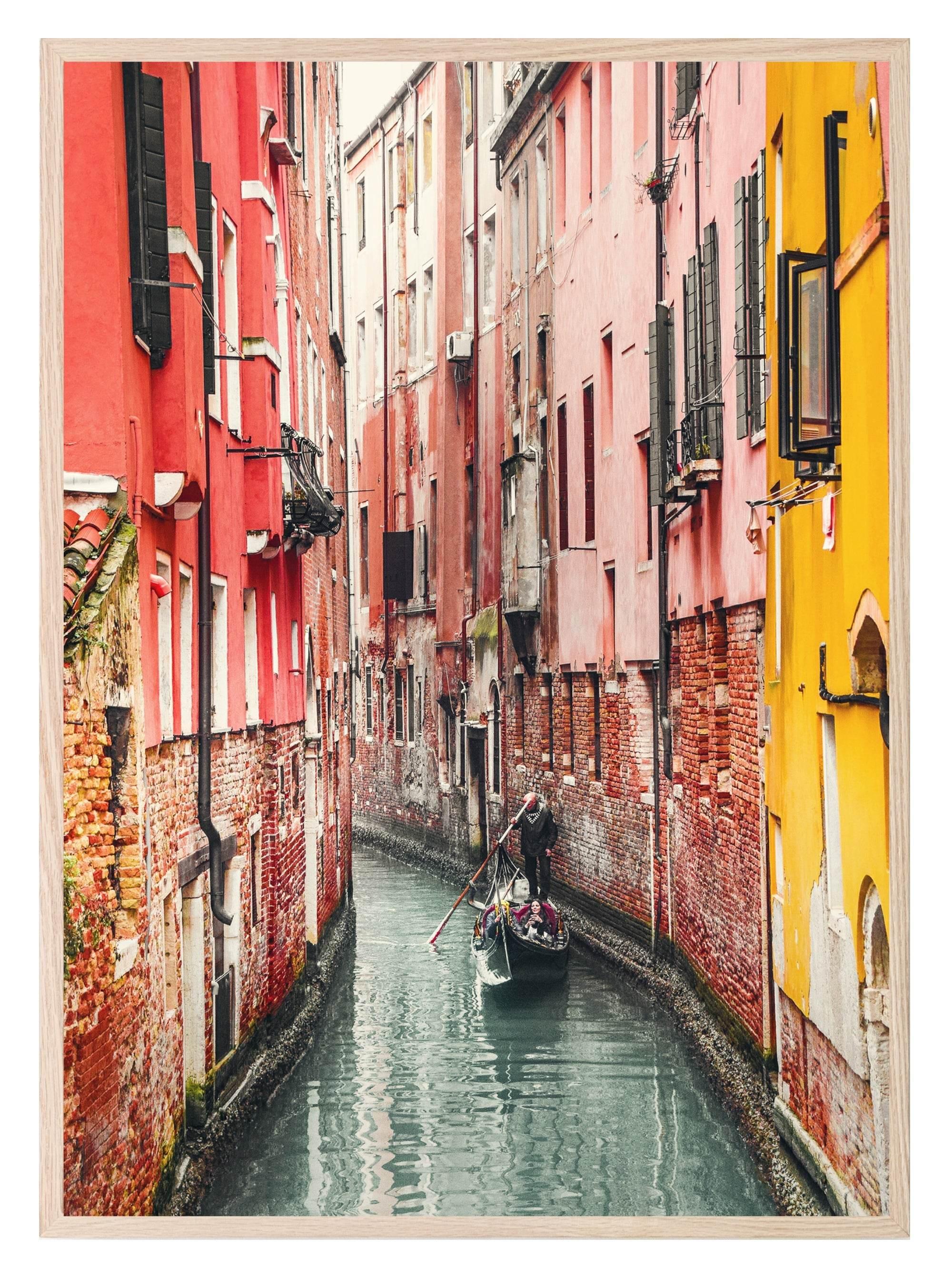 Venice Street Print | Pink, Orange & Red | Colourful Wall Art - Larosier Prints