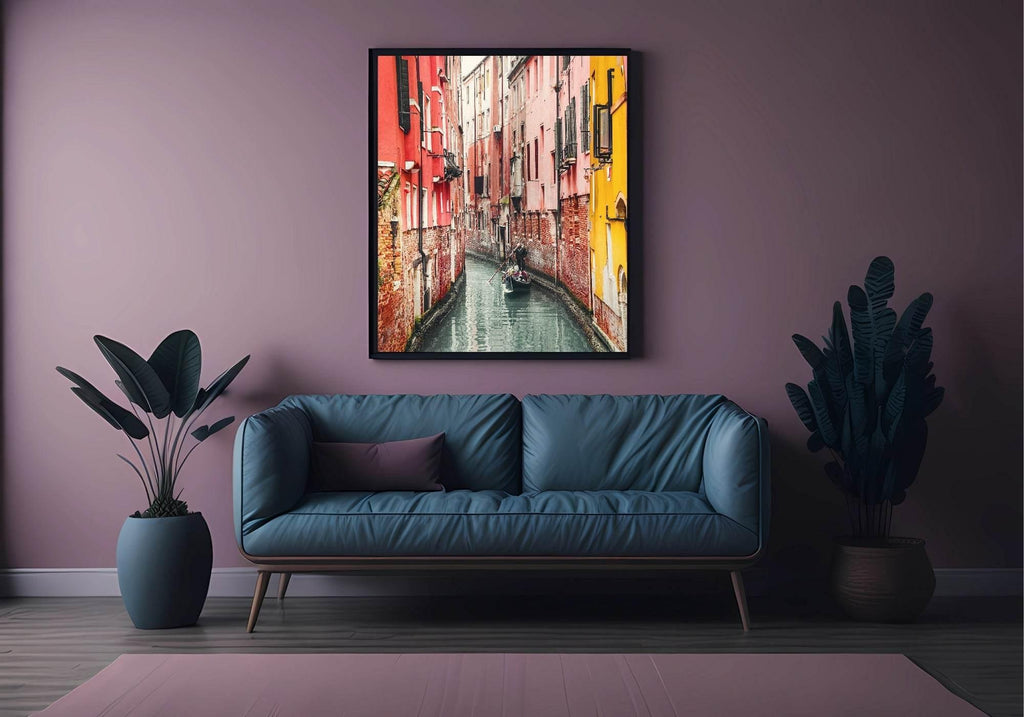 Venice Street Print | Pink, Orange & Red | Colourful Wall Art - Larosier Prints