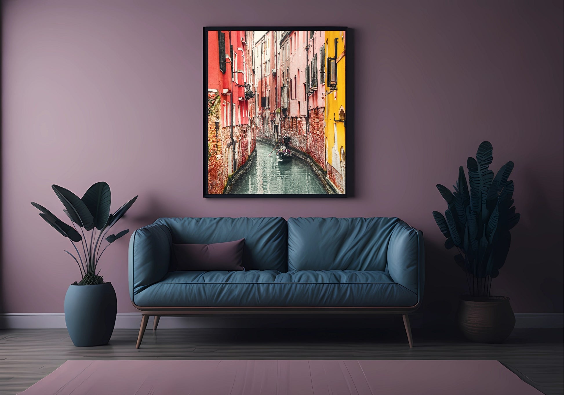 Venice Street Print | Pink, Orange & Red | Colourful Wall Art