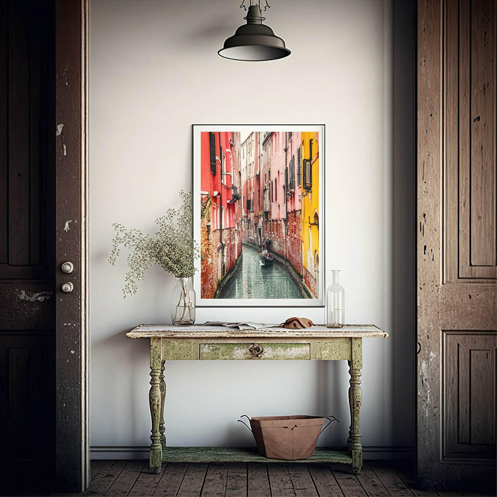 Venice Street Print | Pink, Orange & Red | Colourful Wall Art - Larosier Prints