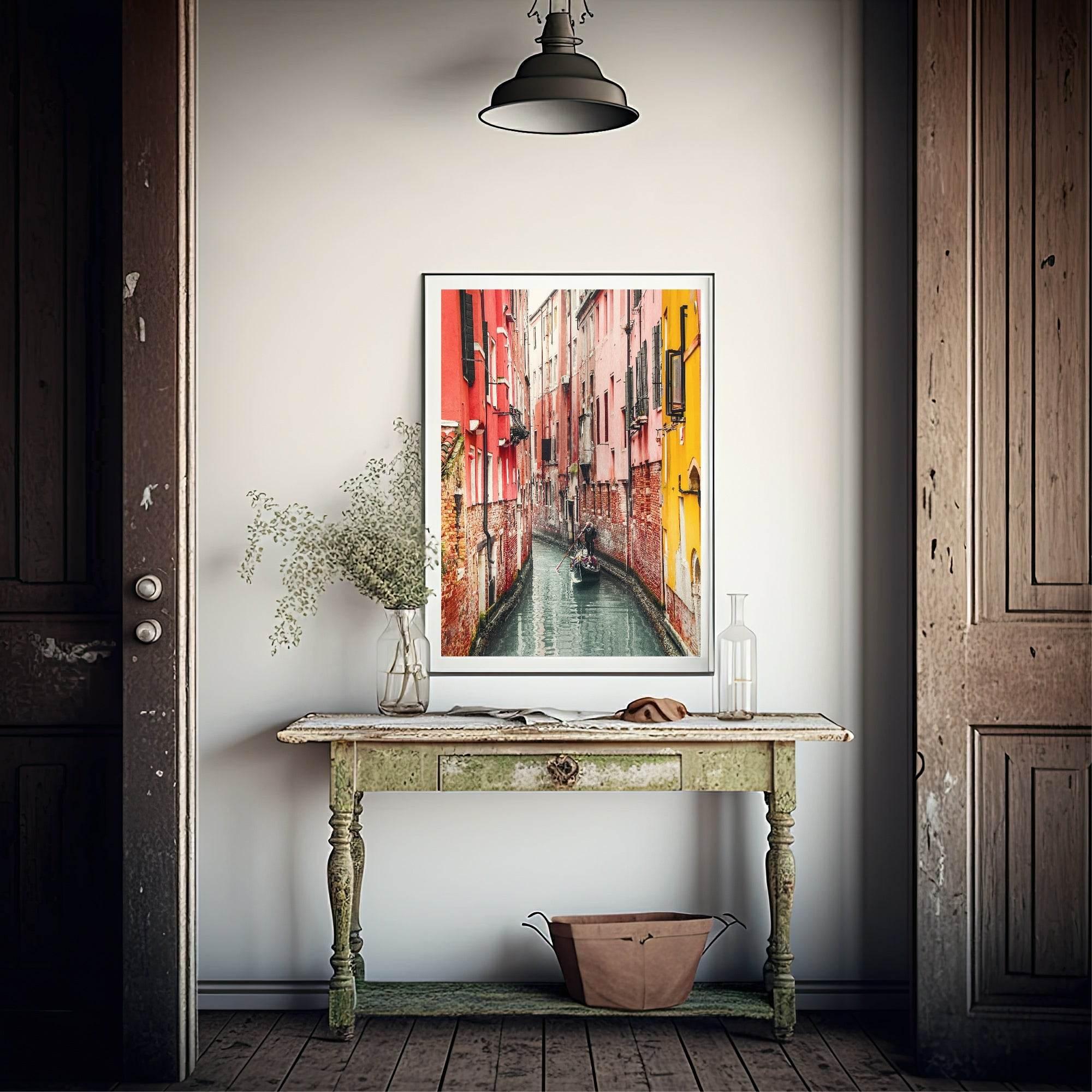 Venice Street Print | Pink, Orange & Red | Colourful Wall Art - Larosier Prints