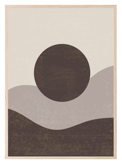 Moon & Full Moon Print | Brown, Beige & Cream | Abstract Wall Art Full Moon