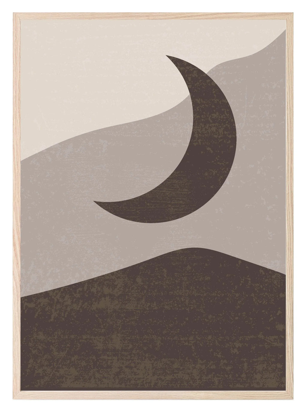 Moon & Full Moon Print | Brown, Beige & Cream | Abstract Wall Art - Larosier Prints