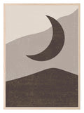 Moon & Full Moon Print | Brown, Beige & Cream | Abstract Wall Art - Larosier Prints