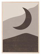 Moon & Full Moon Print | Brown, Beige & Cream | Abstract Wall Art - Larosier Prints