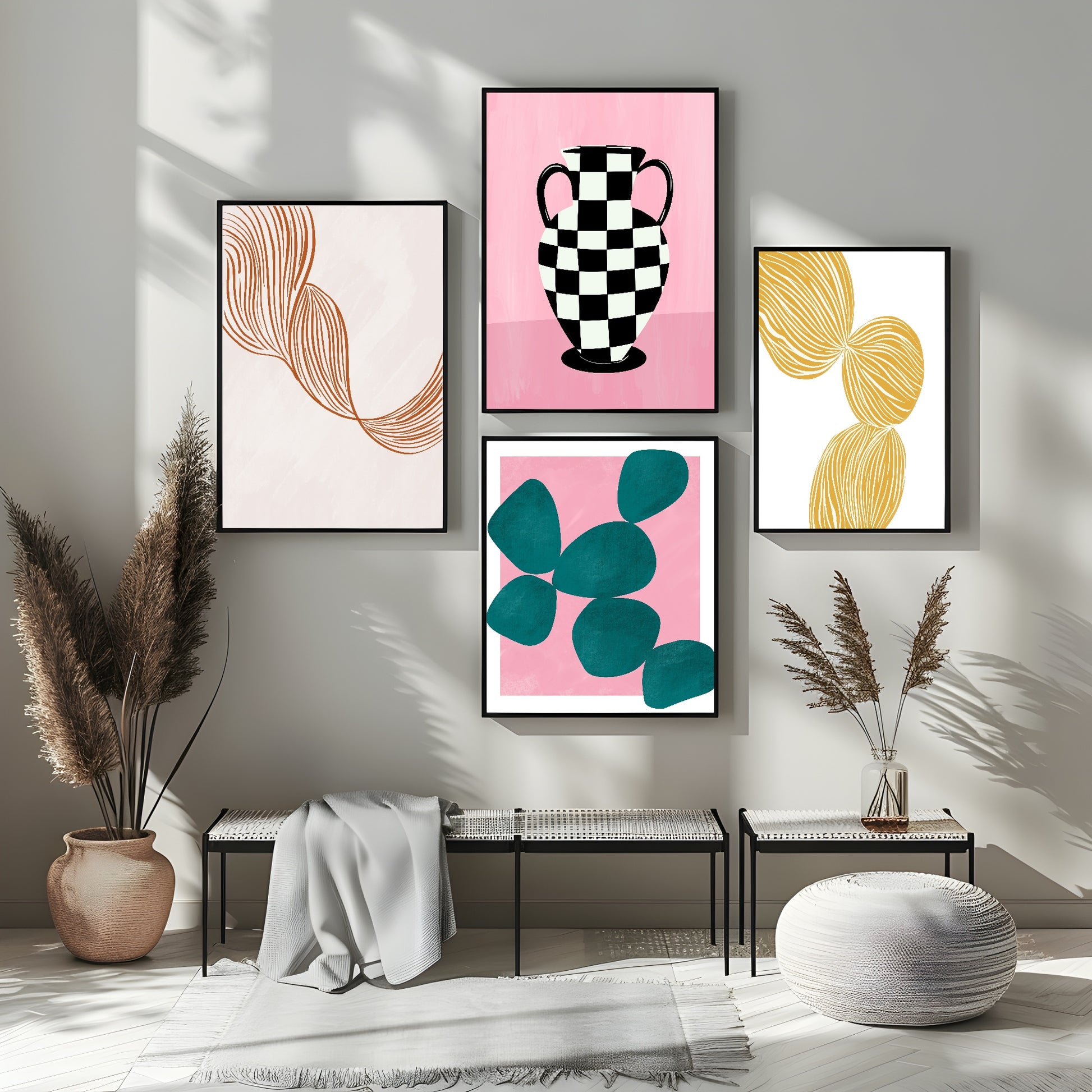 Auburn Line Pattern Print | Contemporary Wall Art